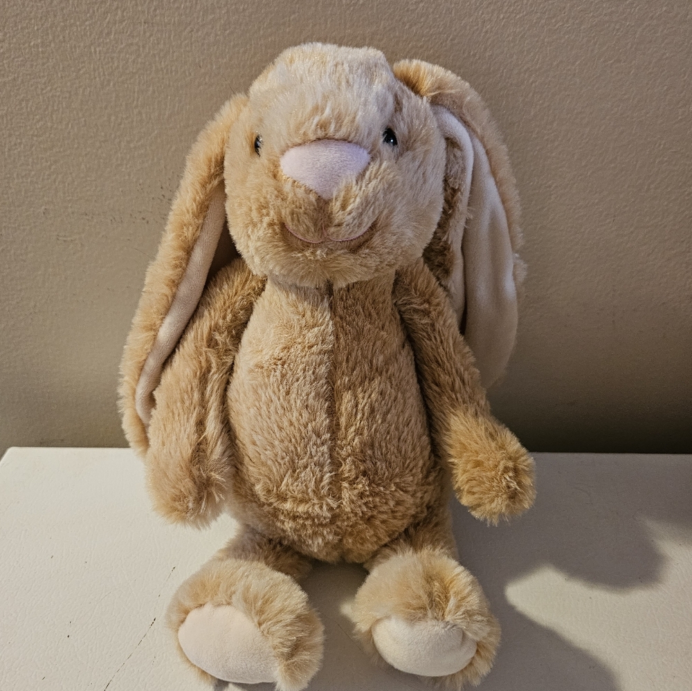 Kellytoy Plush Tan Bunny Rabbit Velour Ears and Feet Plush Toy